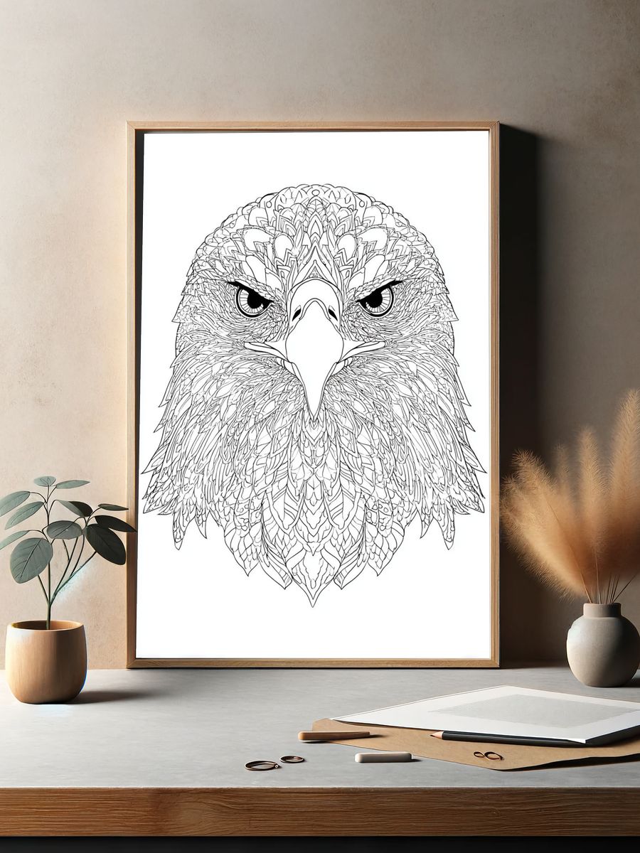 Ornate Eagle Line Art Poster. — room view 2