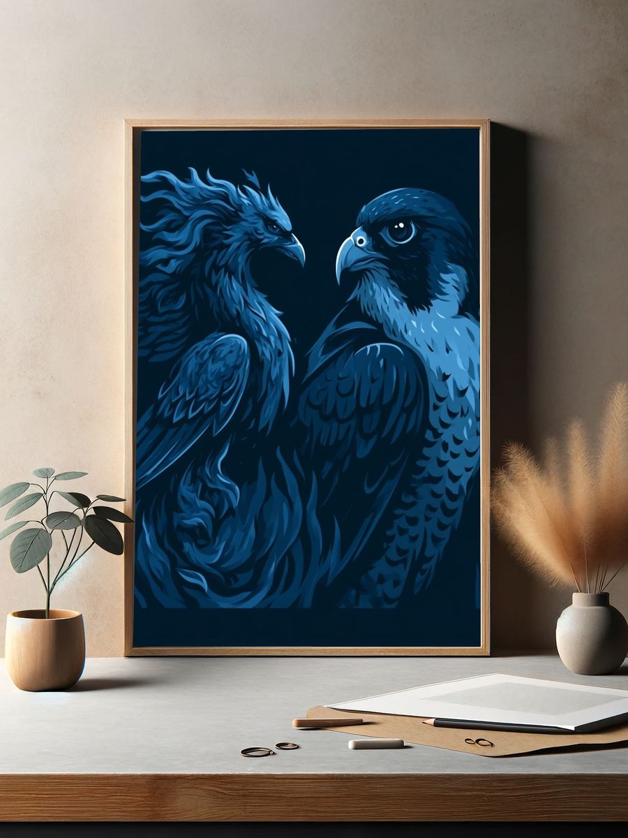 Blue Eagle Duo Illustration Poster. — room view 2