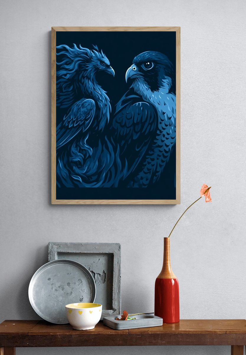 Blue Eagle Duo Illustration Poster. — room view 3