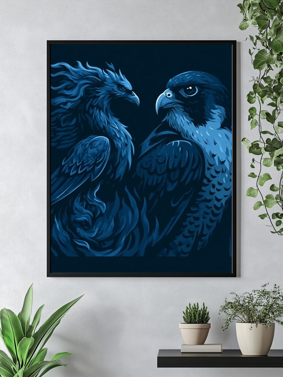Blue Eagle Duo Illustration Poster. — room view 4