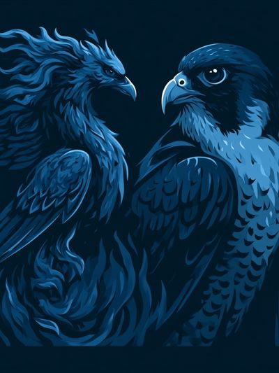 Blue Eagle Duo Illustration Poster. poster