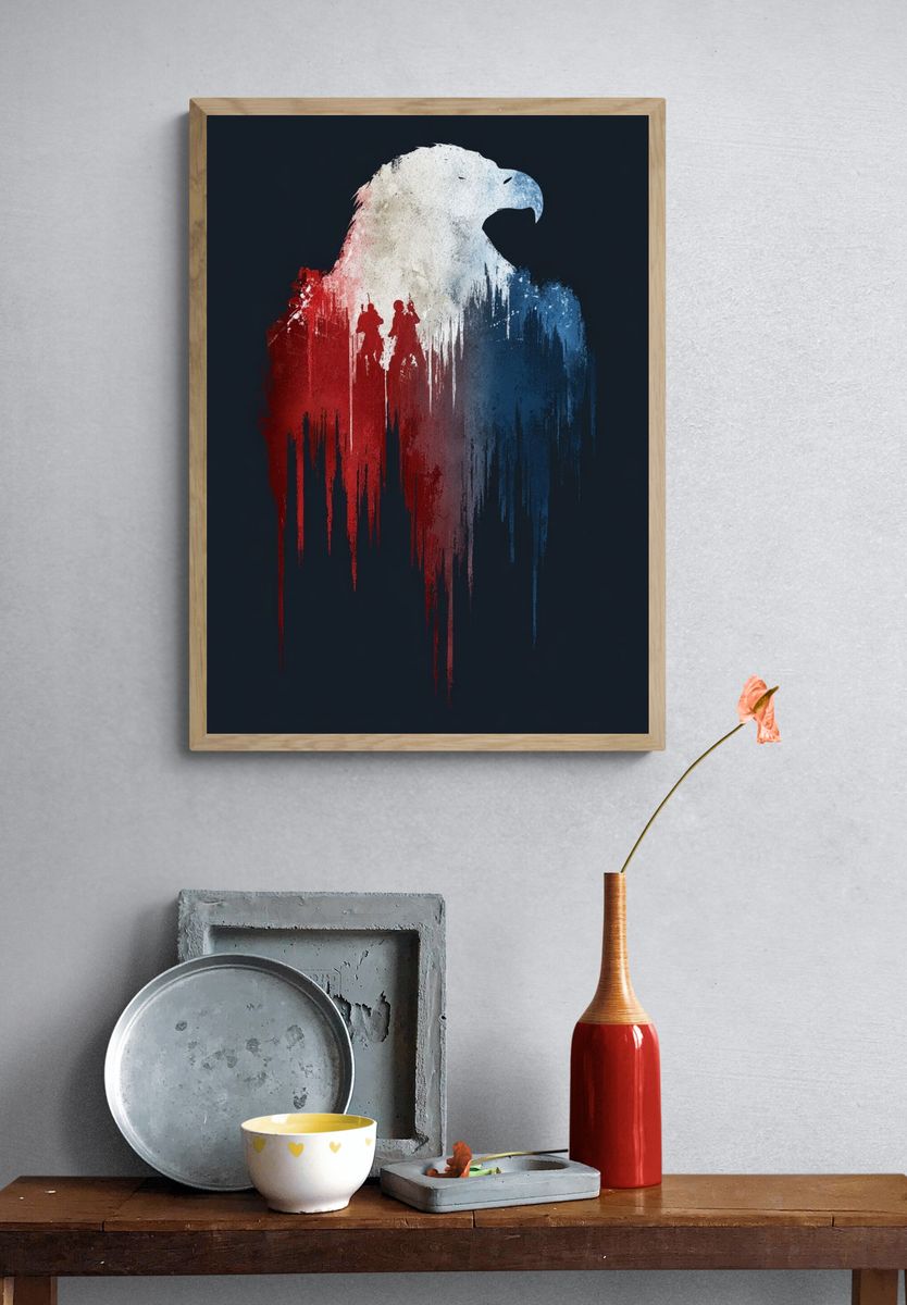 Eagle Silhouette — Vintage Print. — room view 3