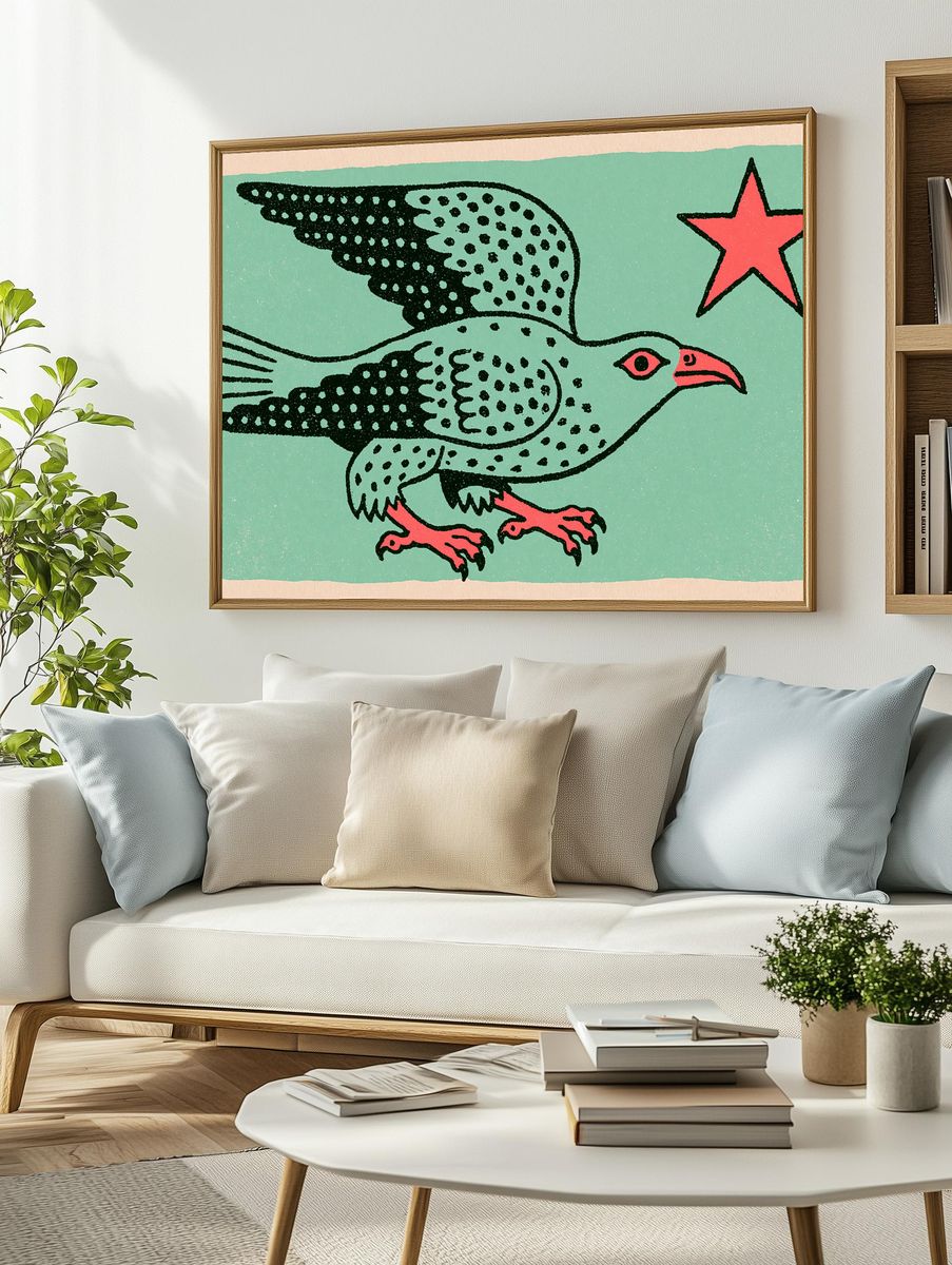 Flying Eagle Illustration Poster. — room view 2