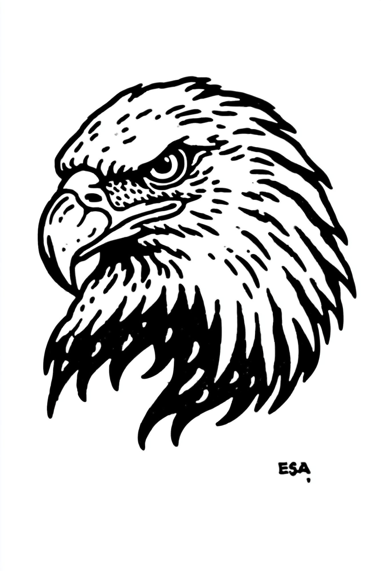 Eagle Head Ink Print. poster detail