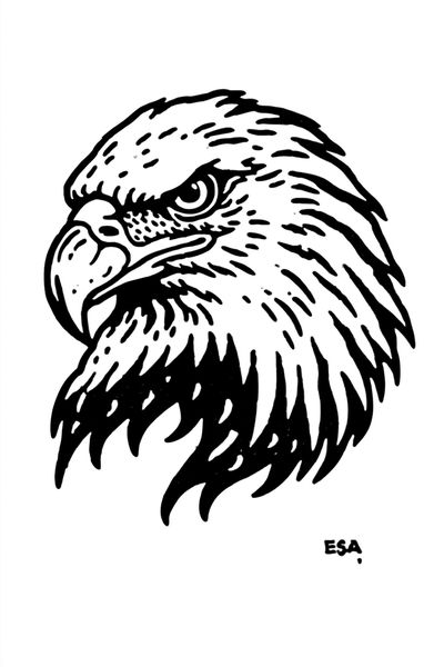 Eagle Head Ink Print.