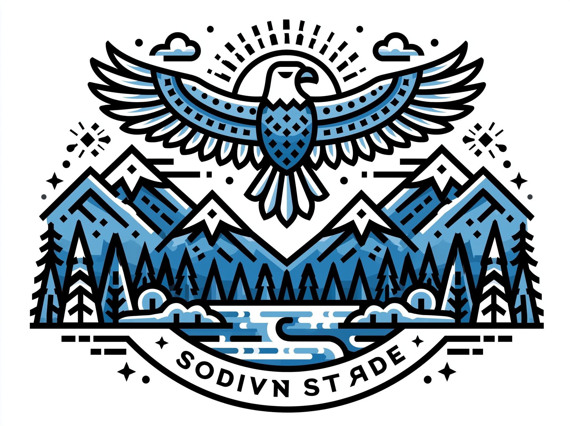 Eagle Mountain Emblem Illustration Poster. poster — illustration art
