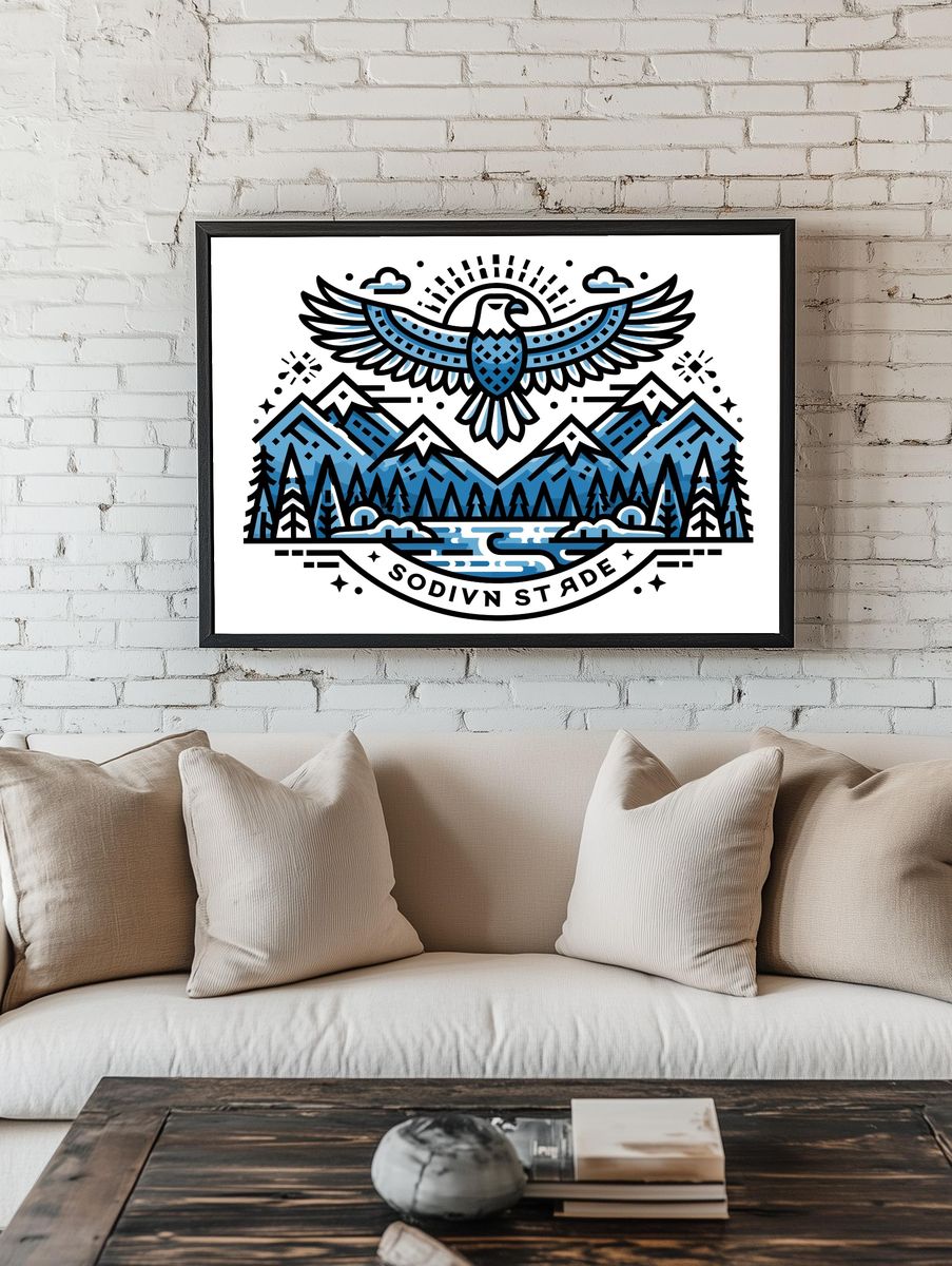 Eagle Mountain Emblem Illustration Poster. — room view 1