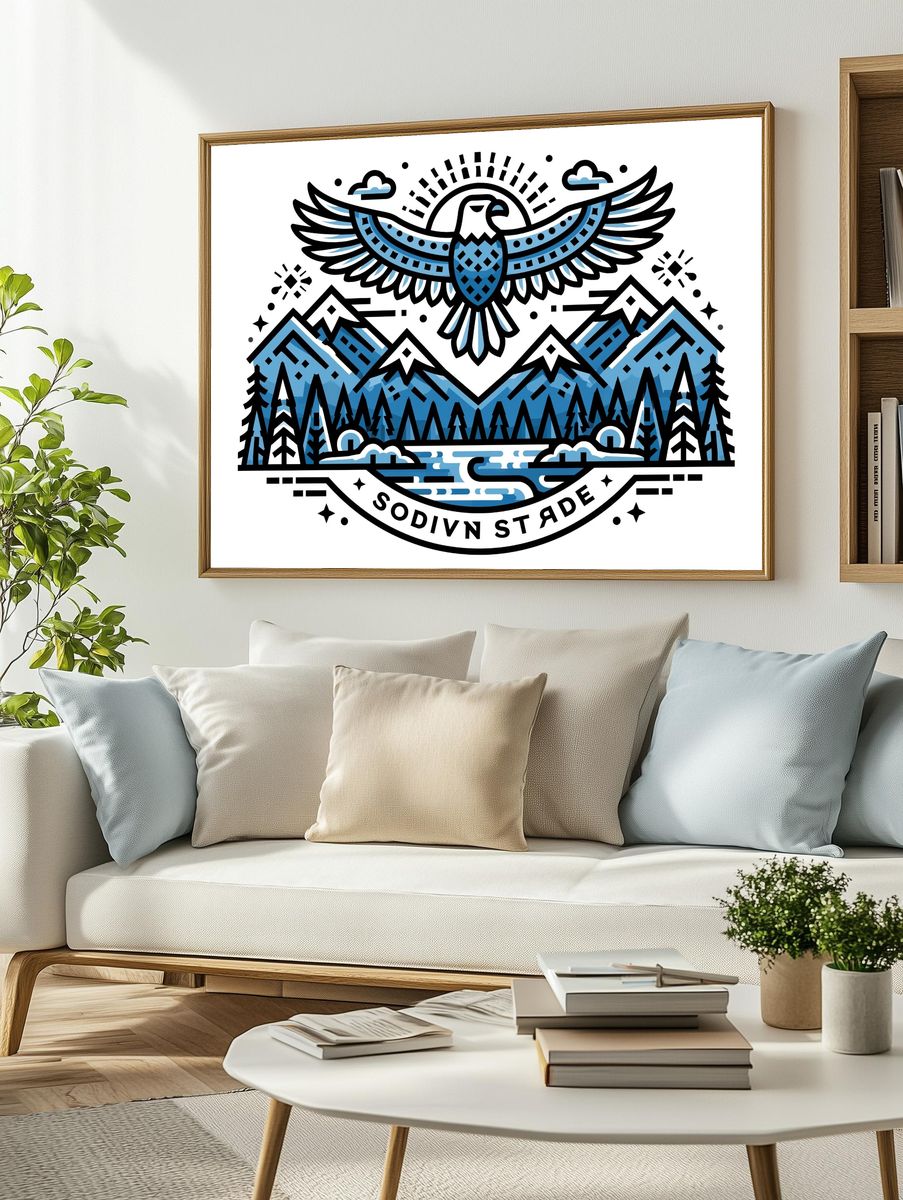 Eagle Mountain Emblem Illustration Poster. — room view 2