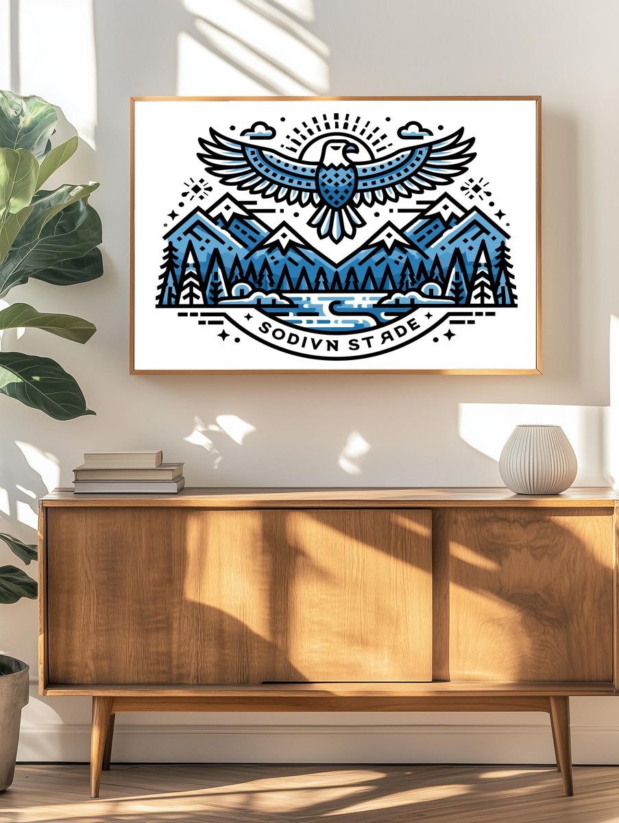 Eagle Mountain Emblem Illustration Poster. — room view 3