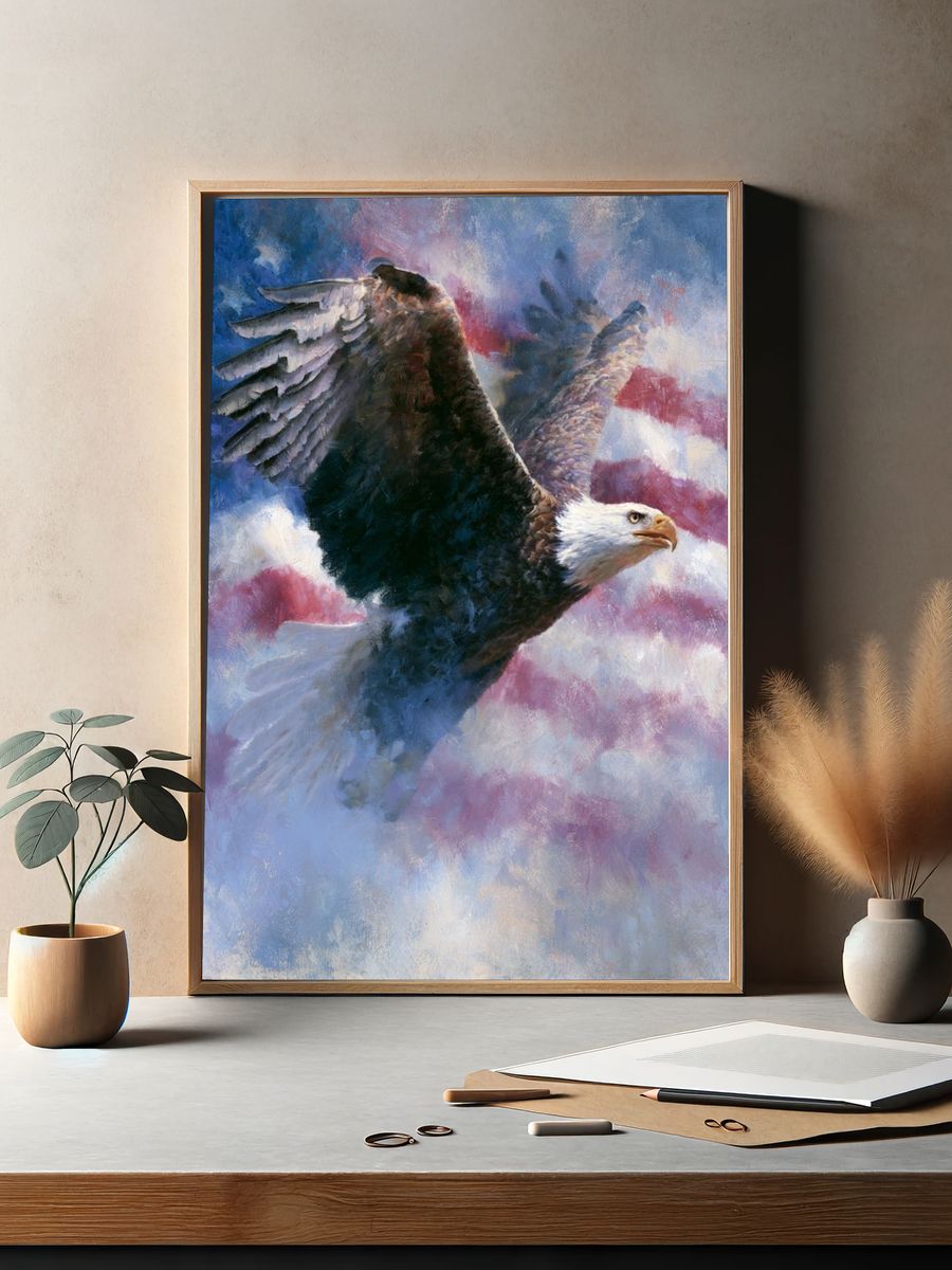 Majestic Eagle in Clouds Poster. — room view 2