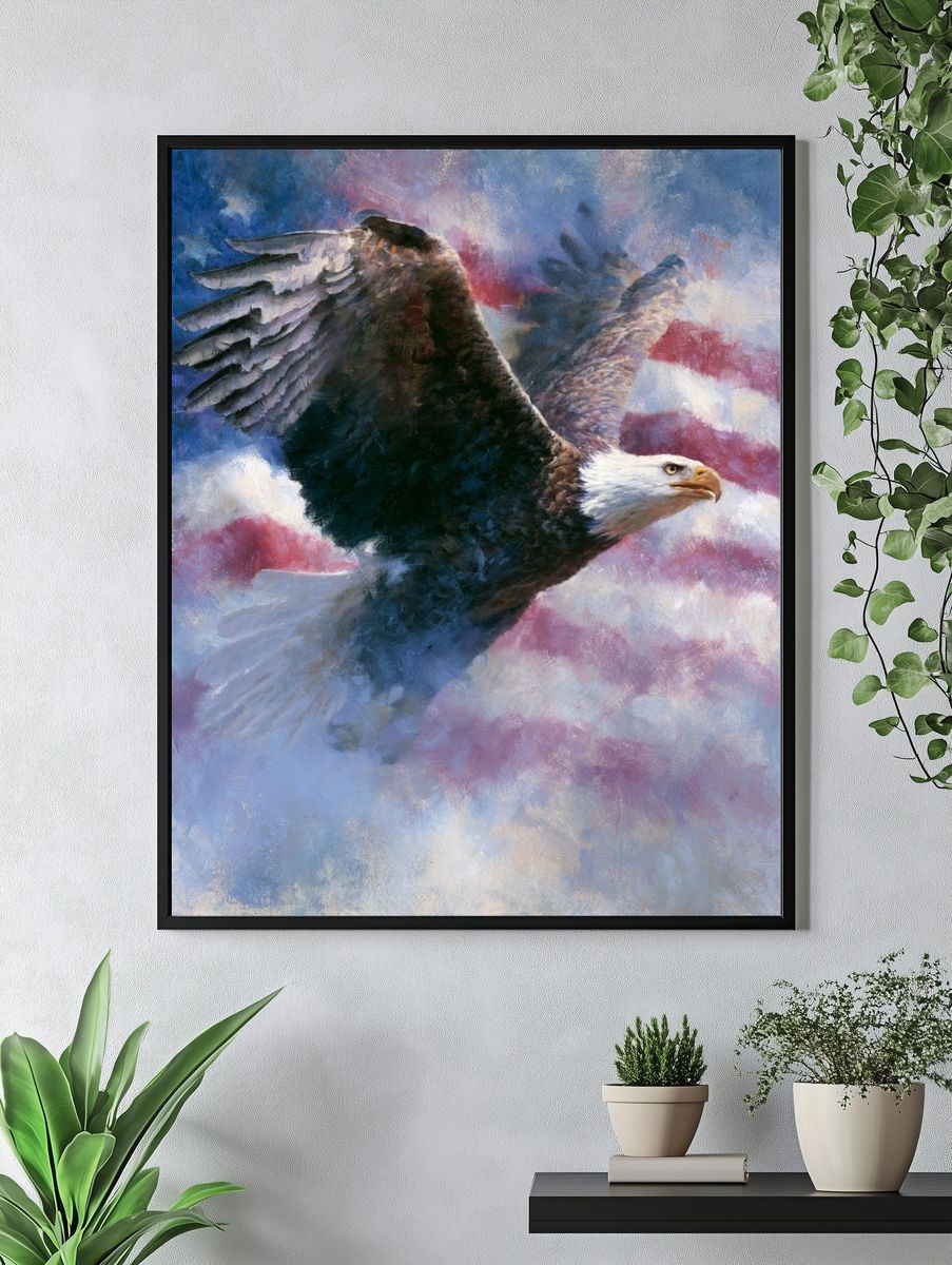 Majestic Eagle in Clouds Poster. — room view 4