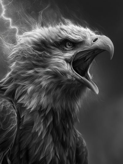Majestic Eagle Black-White Poster. poster