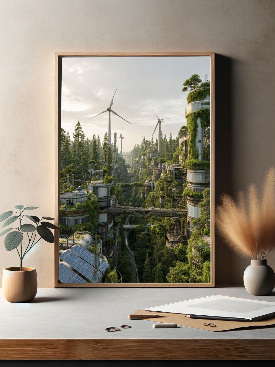 Futuristic Eco-City — Digital Art Print. — room view 2