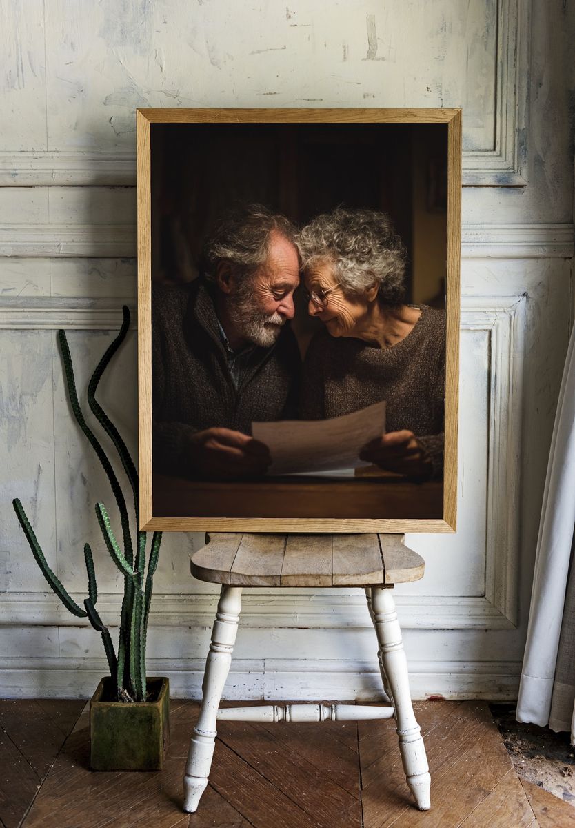 Elderly Couple Sharing a Moment — Photography Print. — room view 1