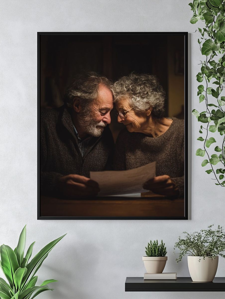 Elderly Couple Sharing a Moment — Photography Print. — room view 4
