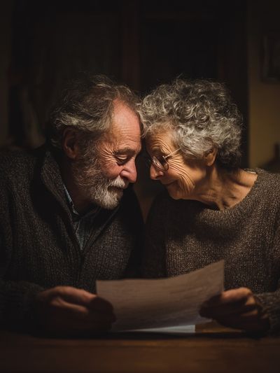 Elderly Couple Sharing a Moment — Photography Print. poster print