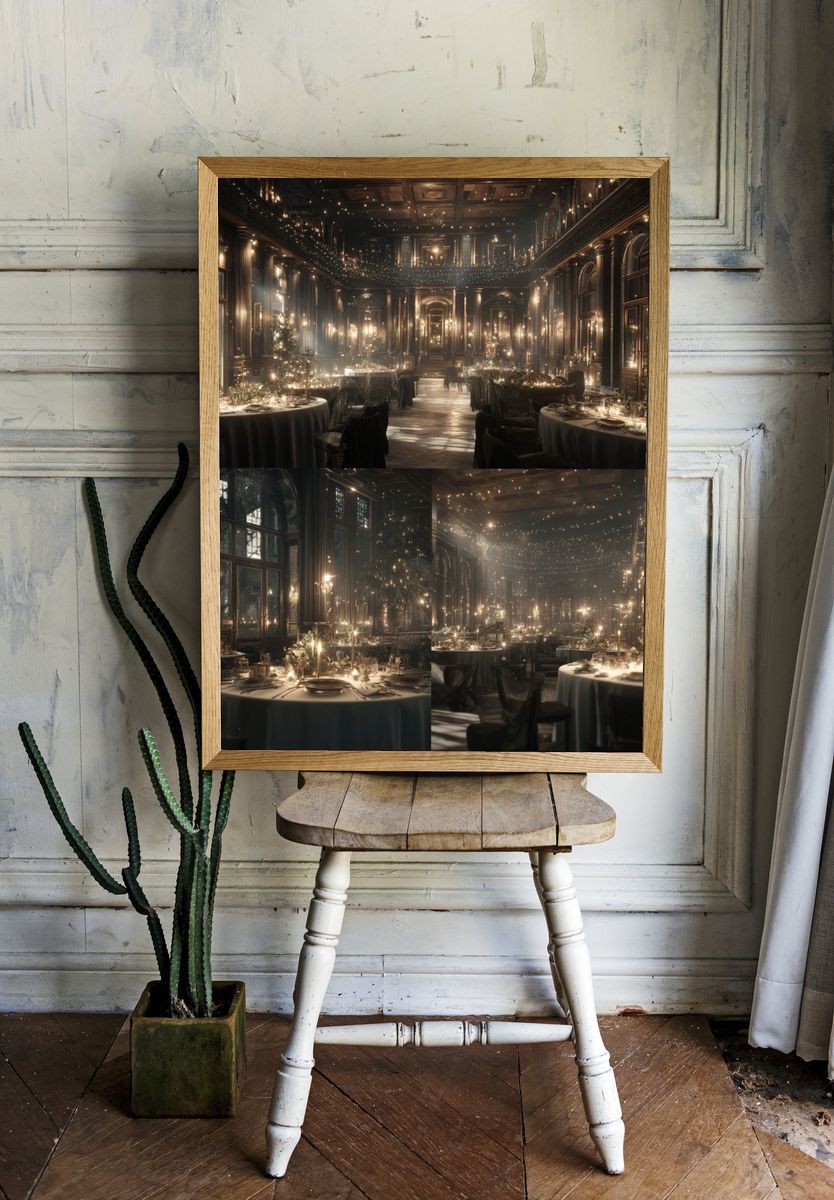 Elegant Dining Hall — Fine Art Print. — room view 1