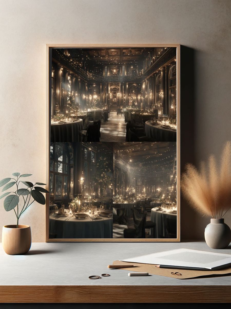 Elegant Dining Hall — Fine Art Print. — room view 2