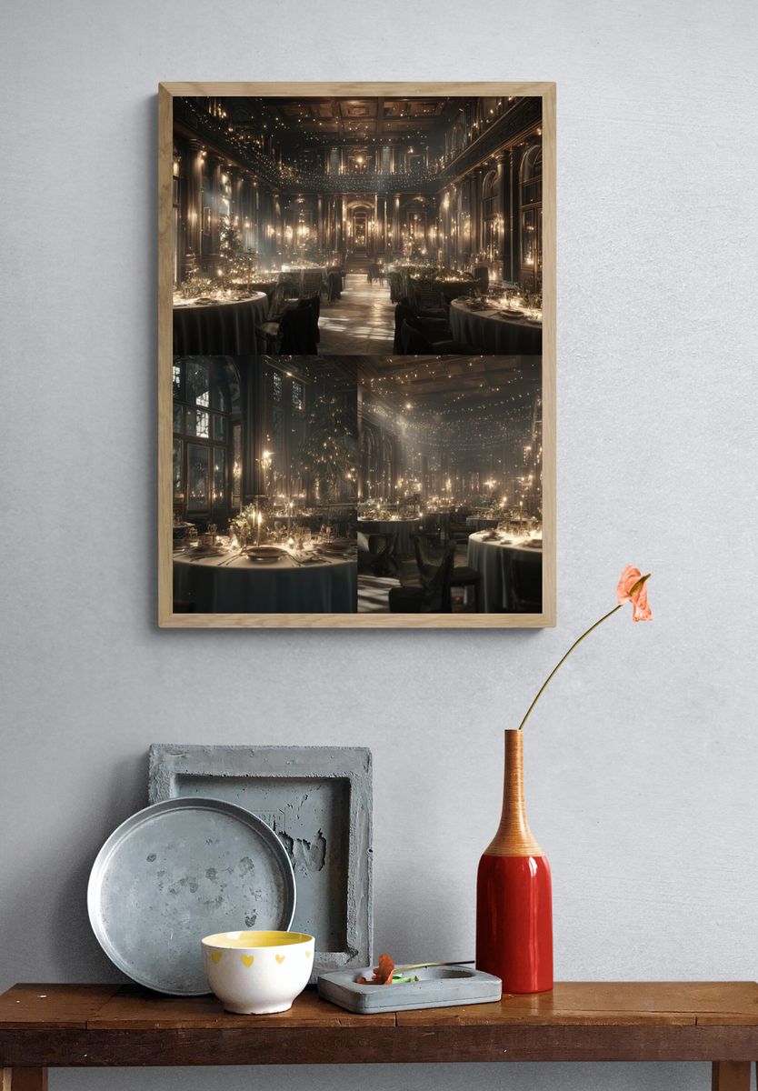 Elegant Dining Hall — Fine Art Print. — room view 3