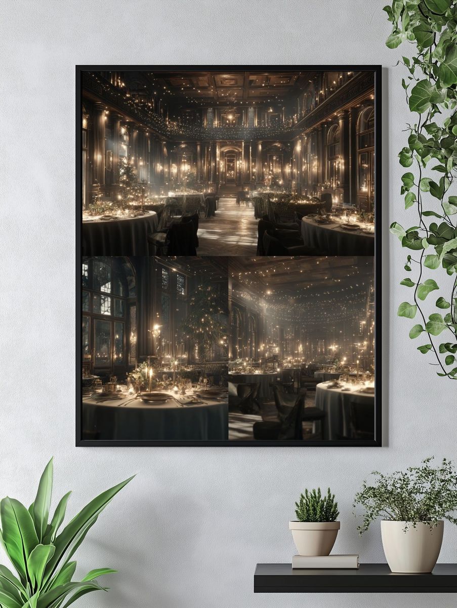 Elegant Dining Hall — Fine Art Print. — room view 4
