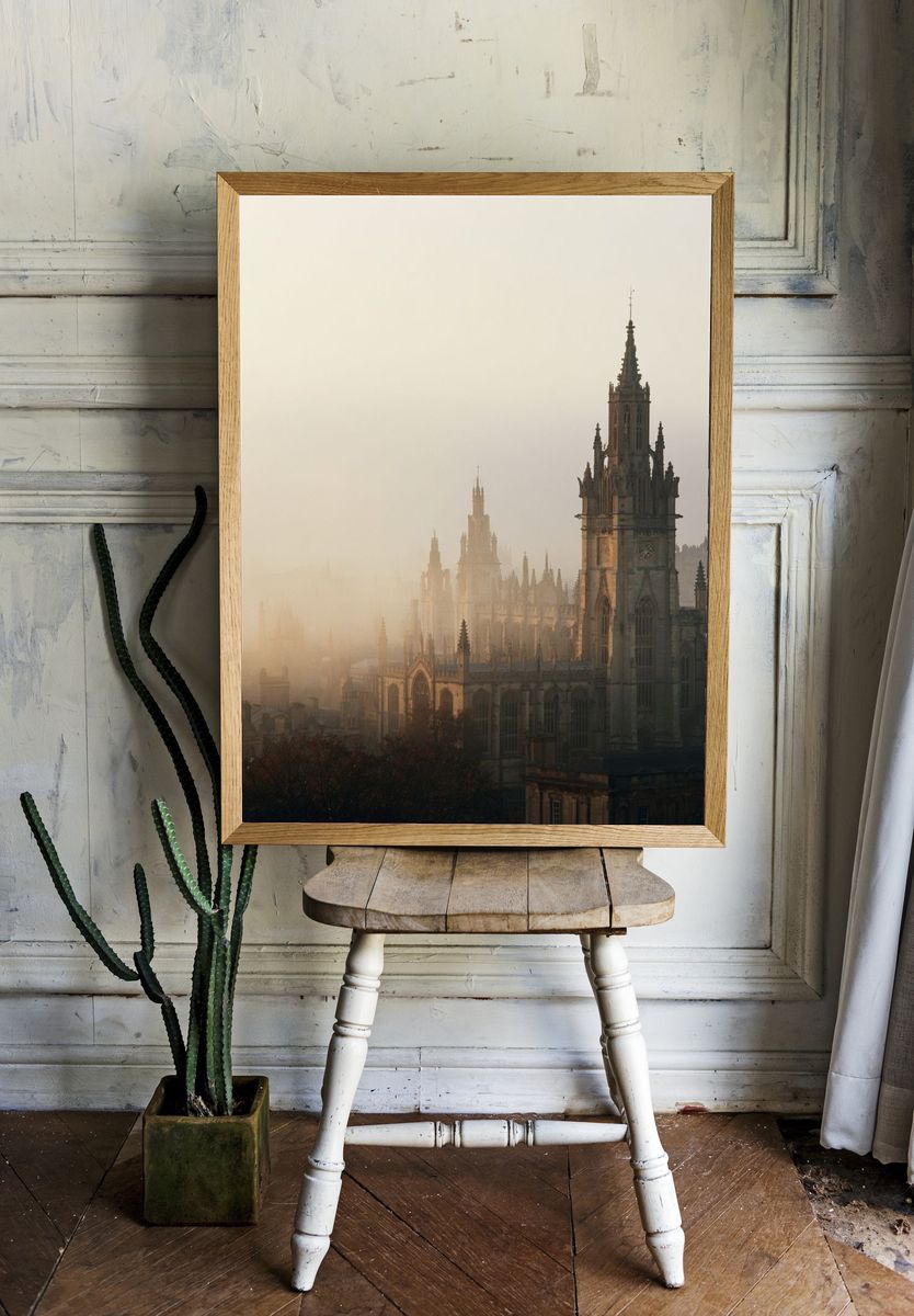Edinburgh Gothic Skyline Photography Poster. room preview