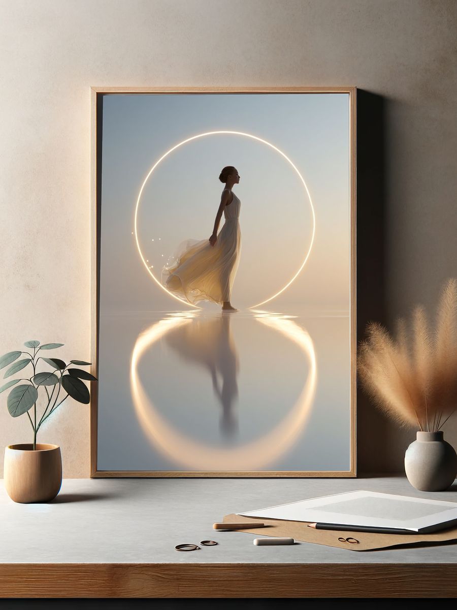 Ethereal Figure in Light Circle Poster. — room view 2