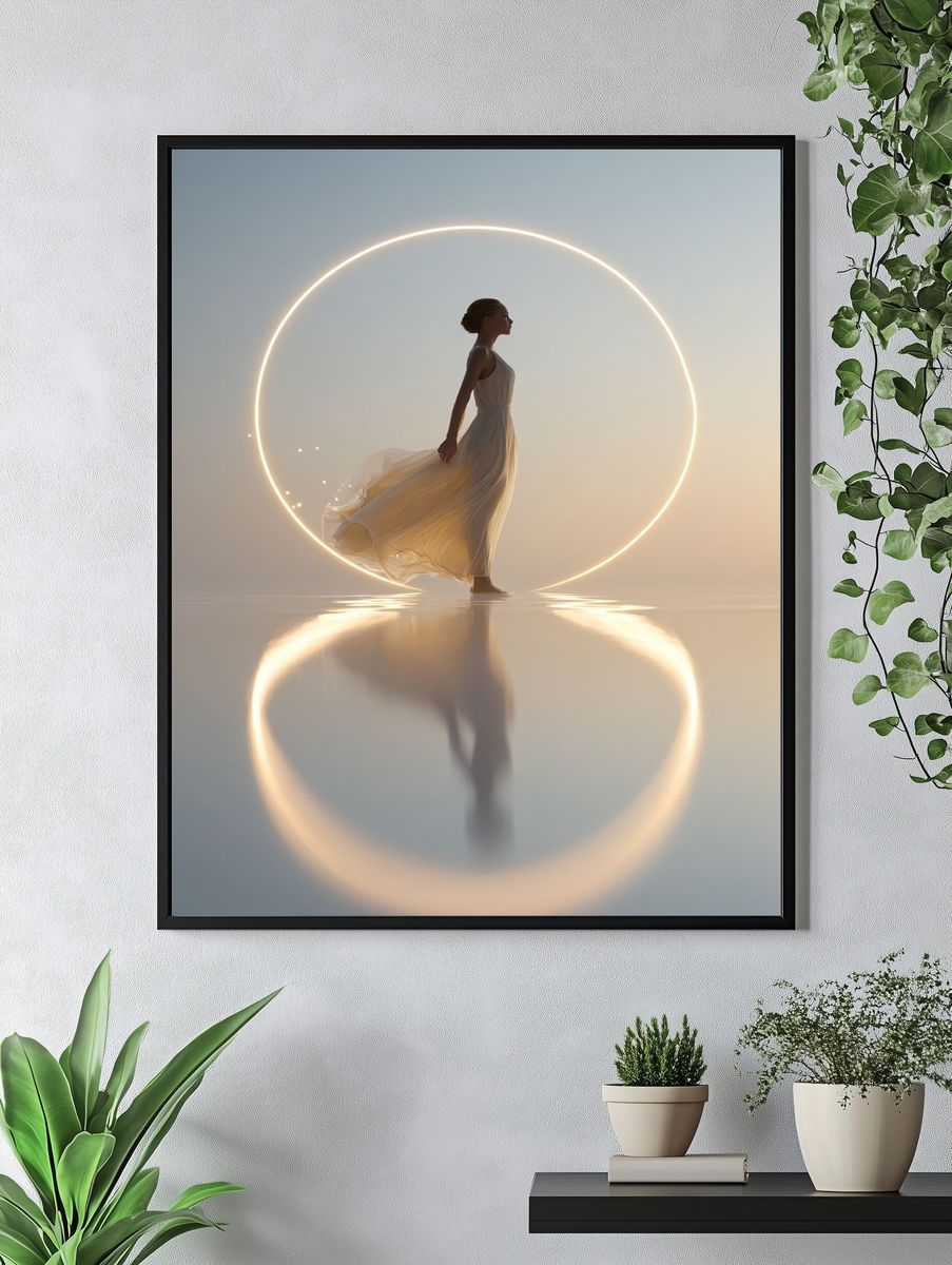 Ethereal Figure in Light Circle Poster. — room view 4