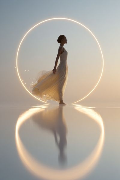 Ethereal Figure in Light Circle Poster.