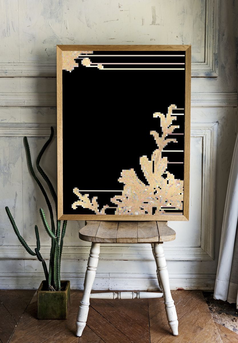 Elegant Floral Line Art Poster. — room view 1
