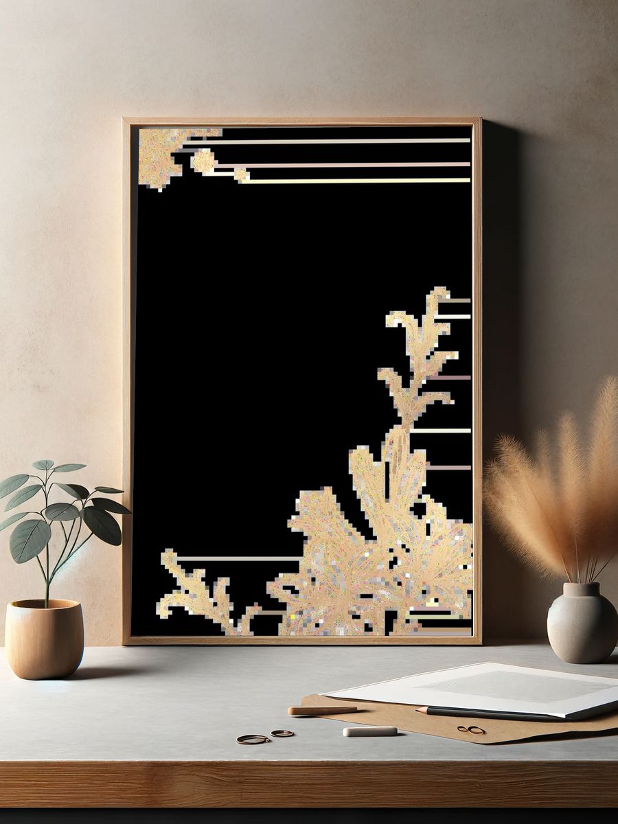 Elegant Floral Line Art Poster. — room view 2