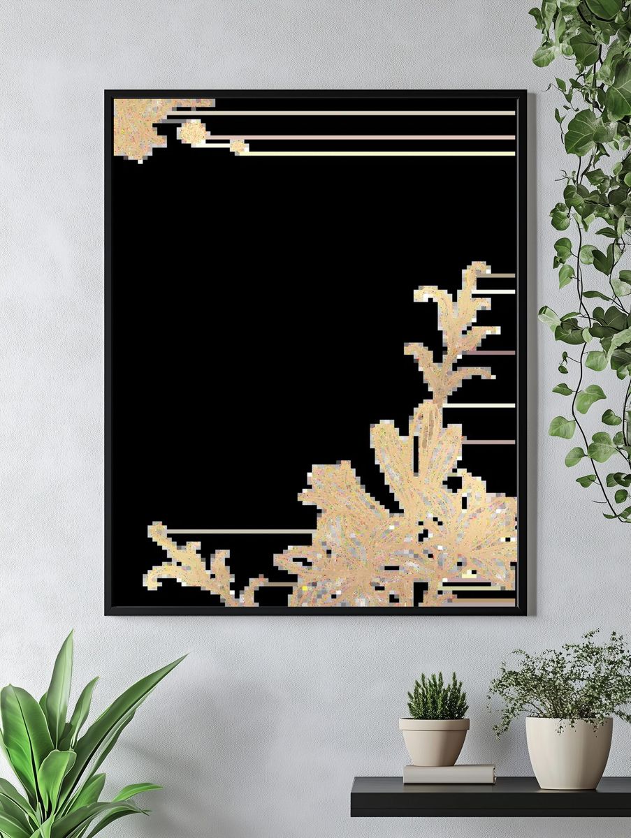 Elegant Floral Line Art Poster. — room view 4
