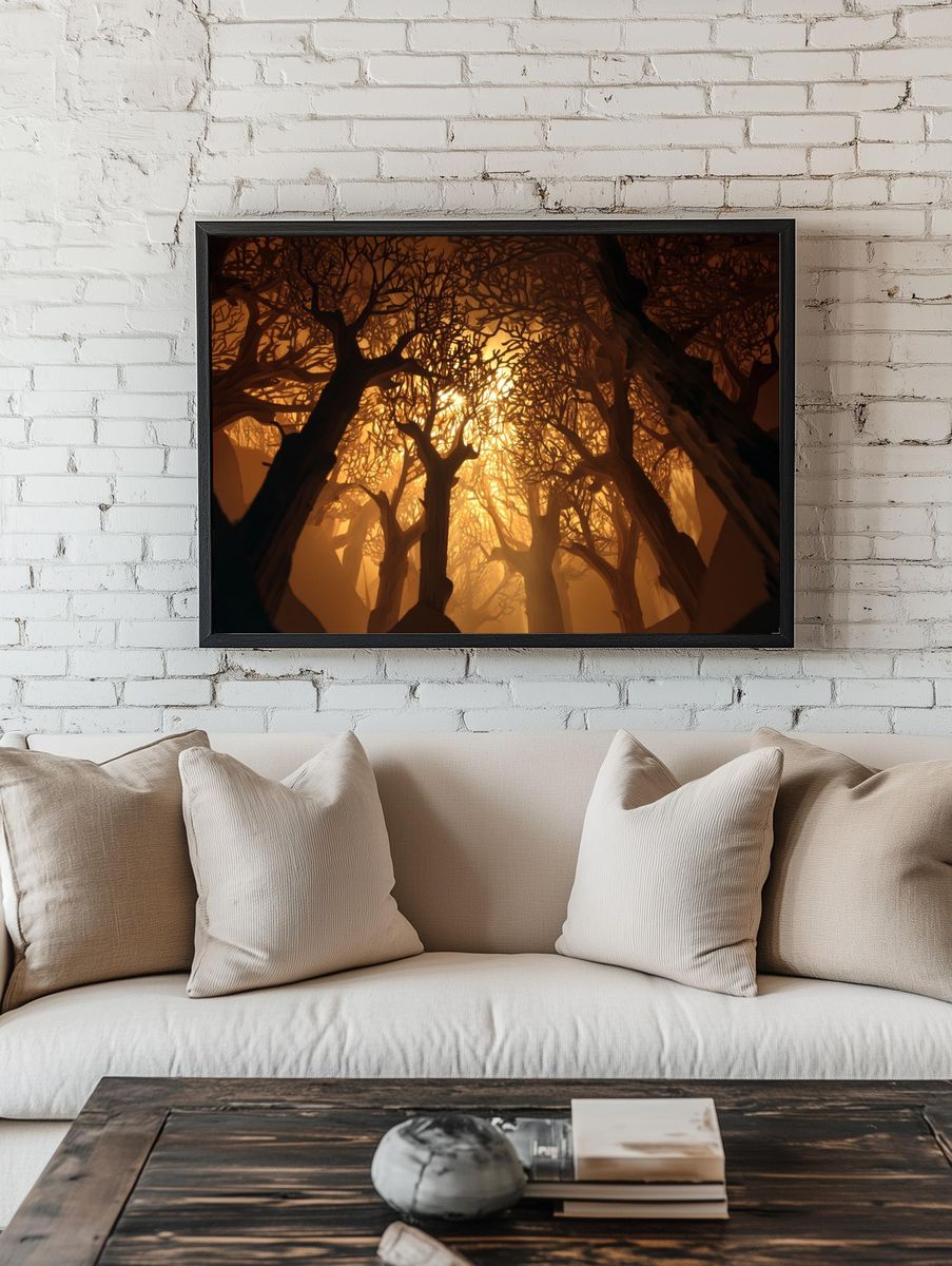 Ethereal Forest Light — Nature Print room preview