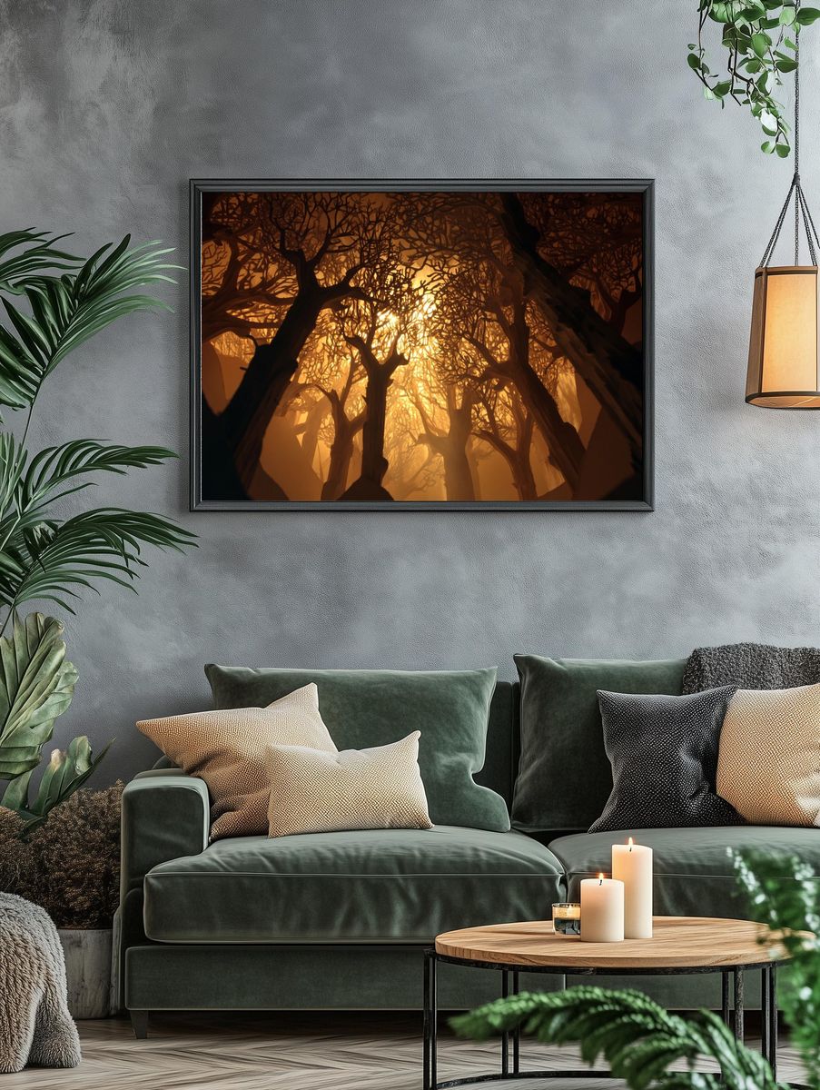 Ethereal Forest Light — Nature Print. — room view 4