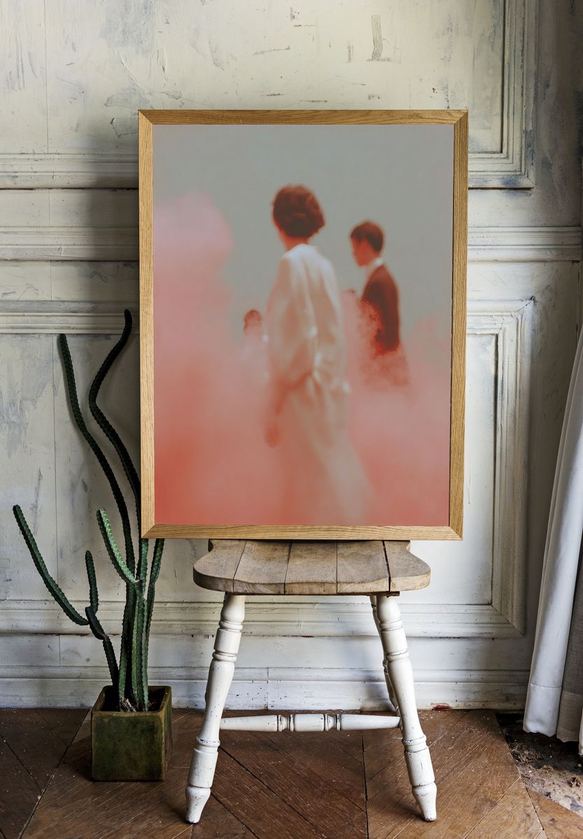 Ethereal Figures in Pink Smoke Poster. — room view 1