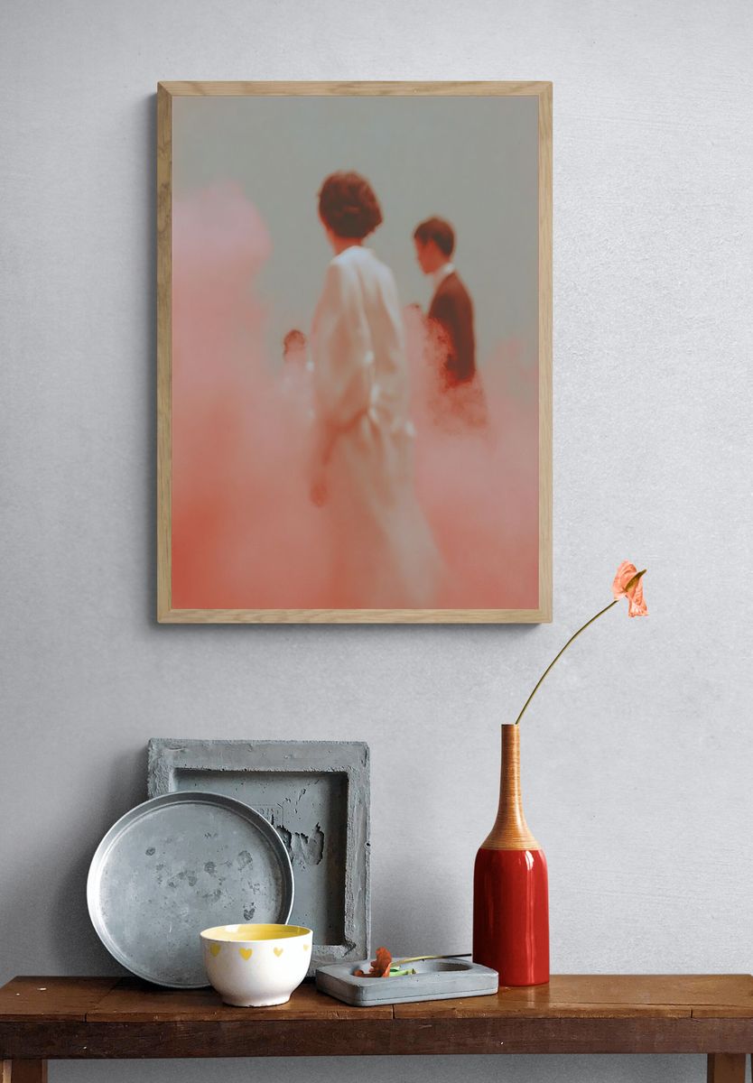 Ethereal Figures in Pink Smoke Poster. — room view 3