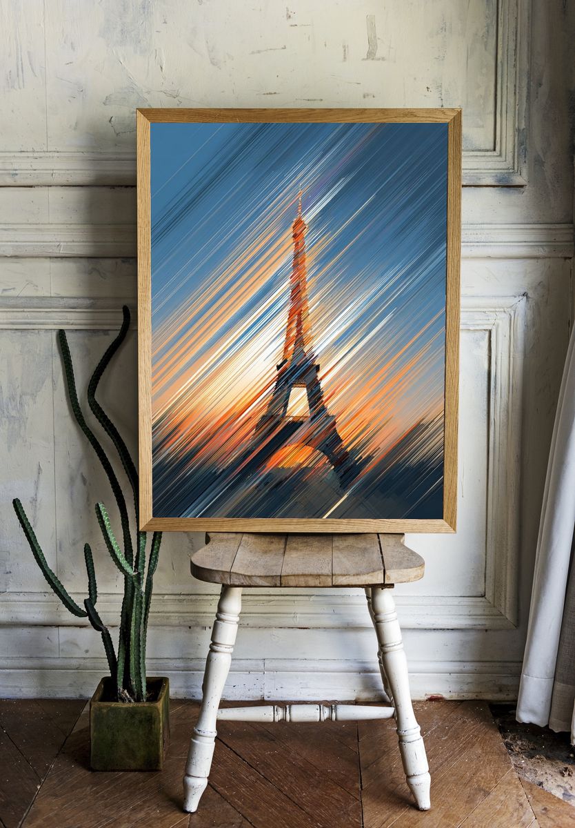 Eiffel Tower Sunset Abstract Poster. — room view 1