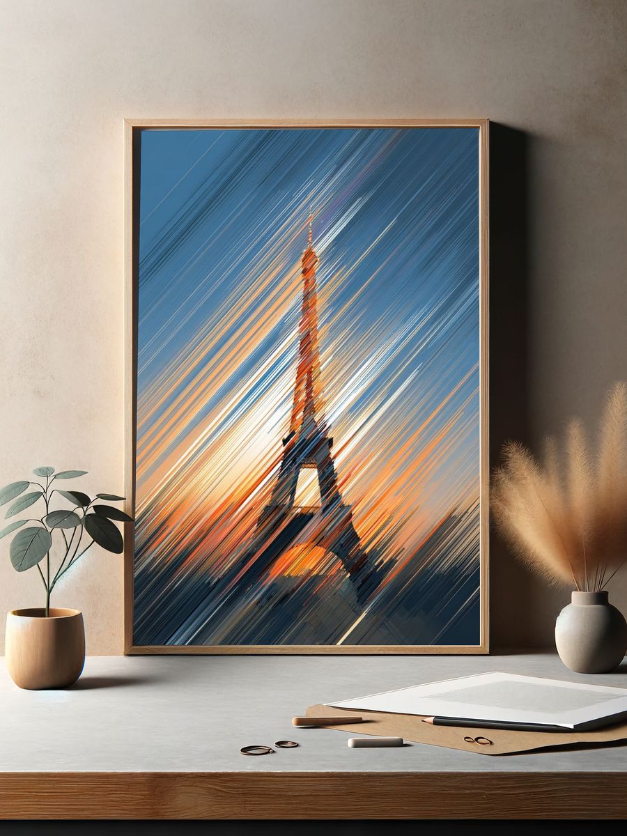 Eiffel Tower Sunset Abstract Poster. — room view 2
