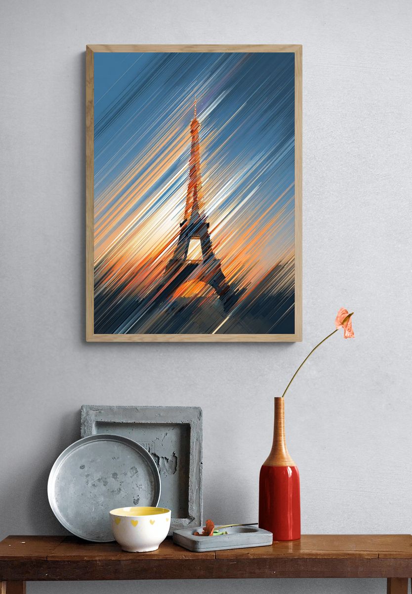 Eiffel Tower Sunset Abstract Poster. — room view 3
