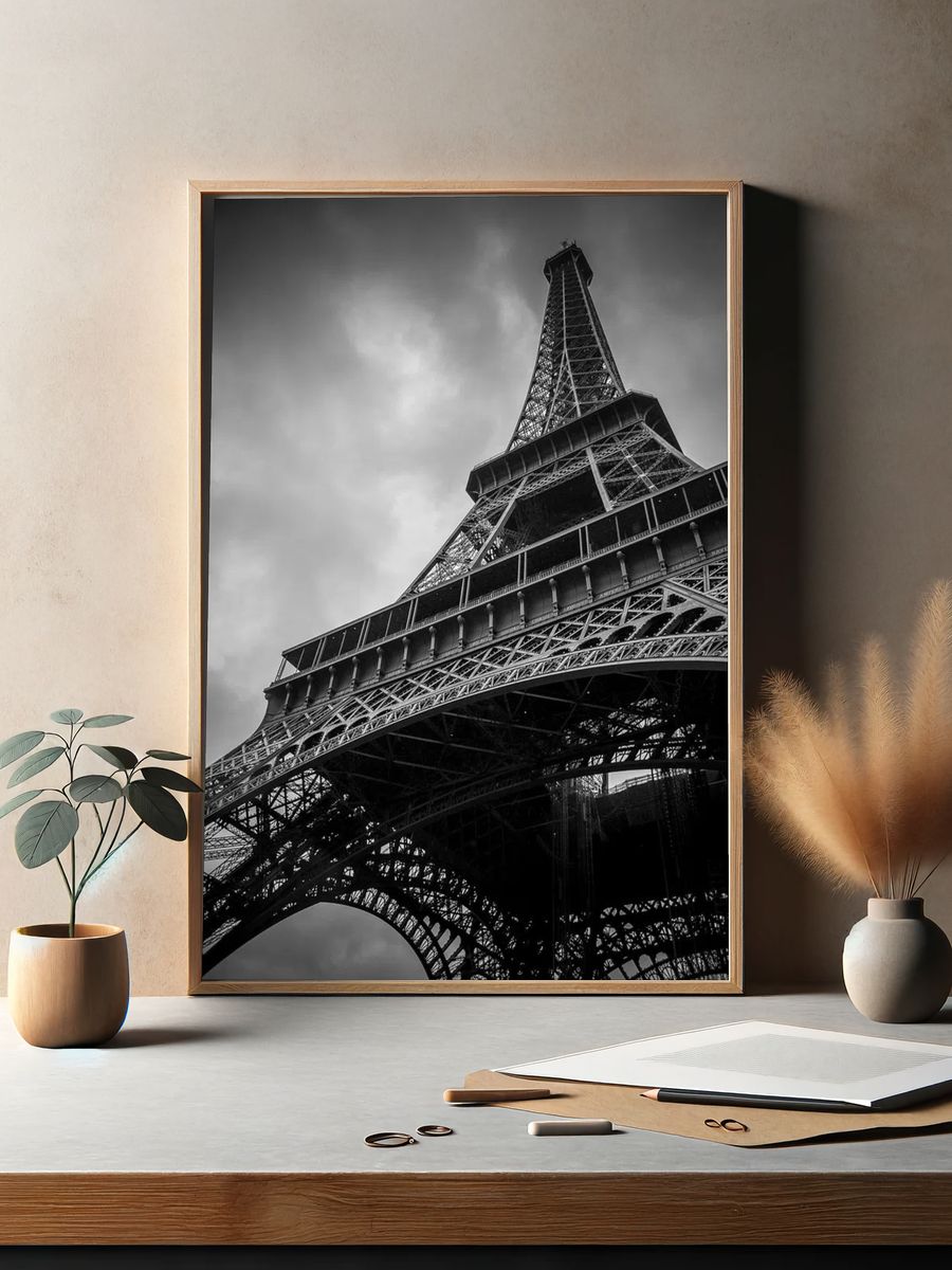 Eiffel Tower — Black and White Print. — room view 2