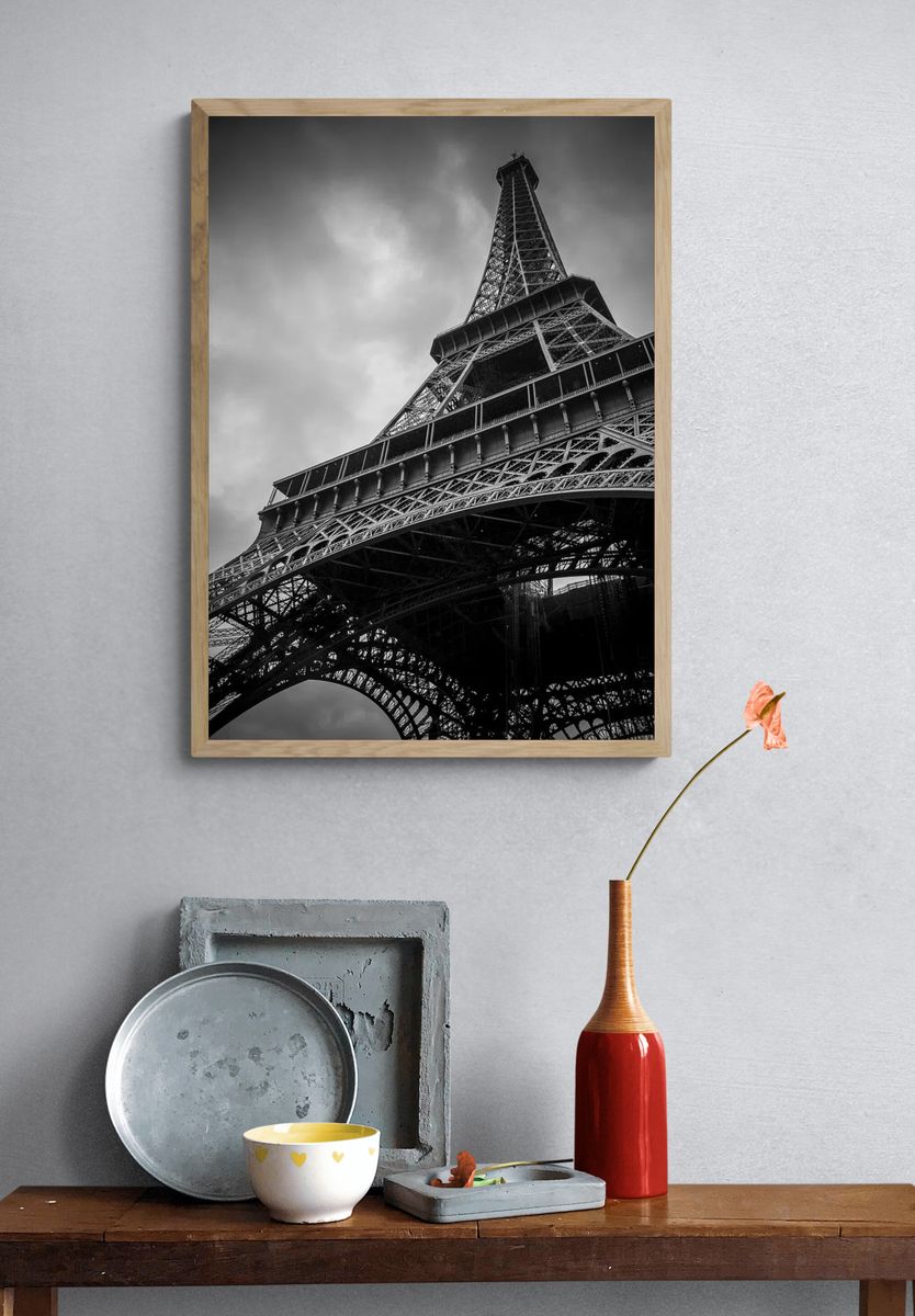 Eiffel Tower — Black and White Print. — room view 3