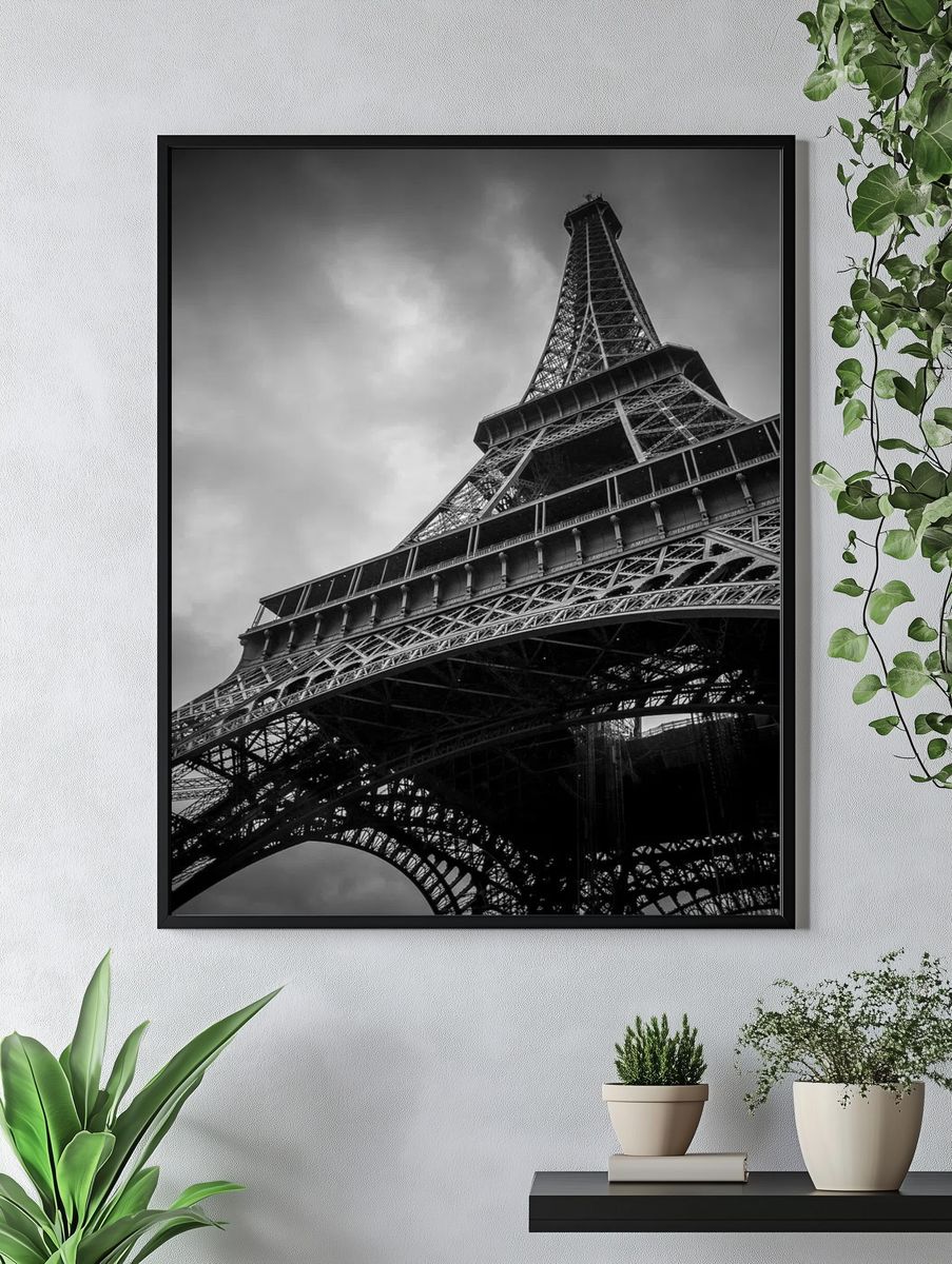 Eiffel Tower — Black and White Print. — room view 4