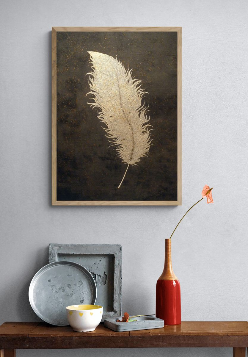 Elegant Feather — Minimalist Print. — room view 3