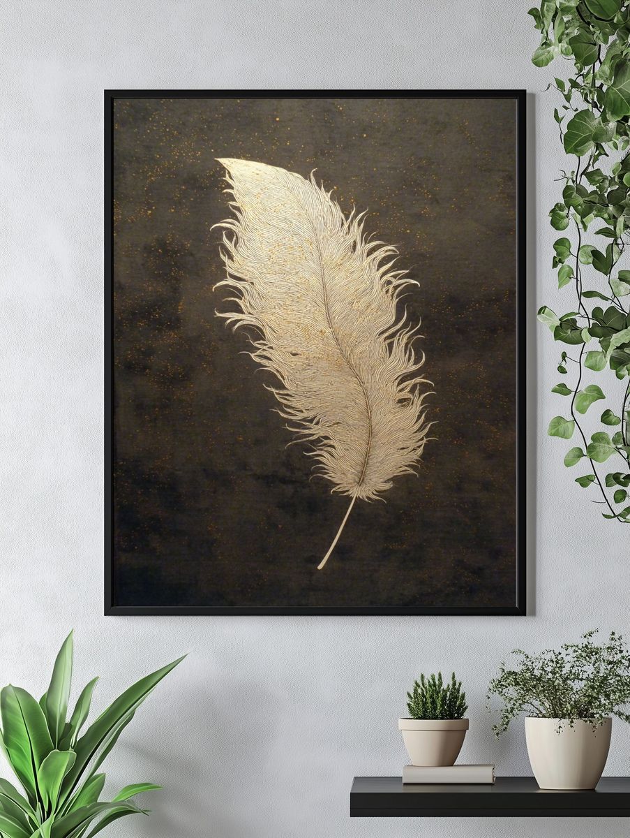 Elegant Feather — Minimalist Print. — room view 4