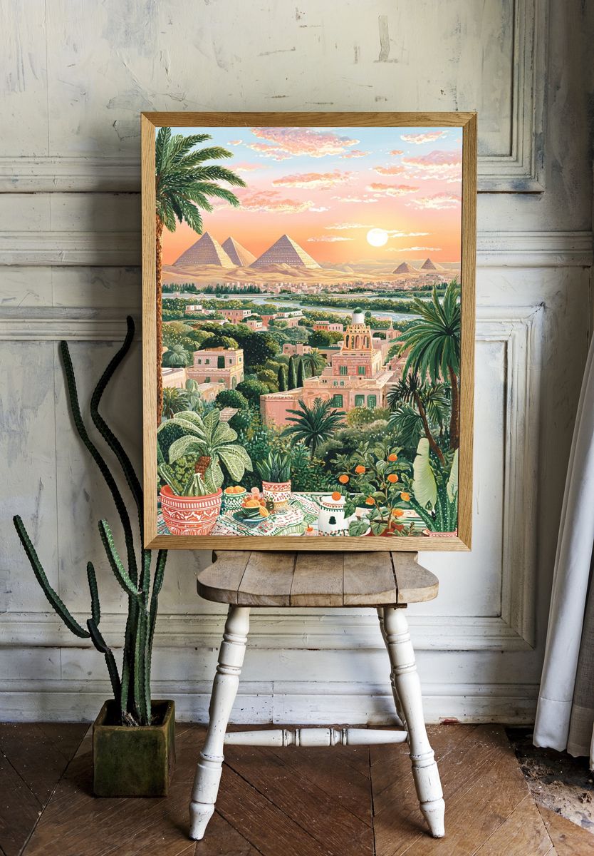 Egyptian Landscape at Sunset — Art Print. — room view 1