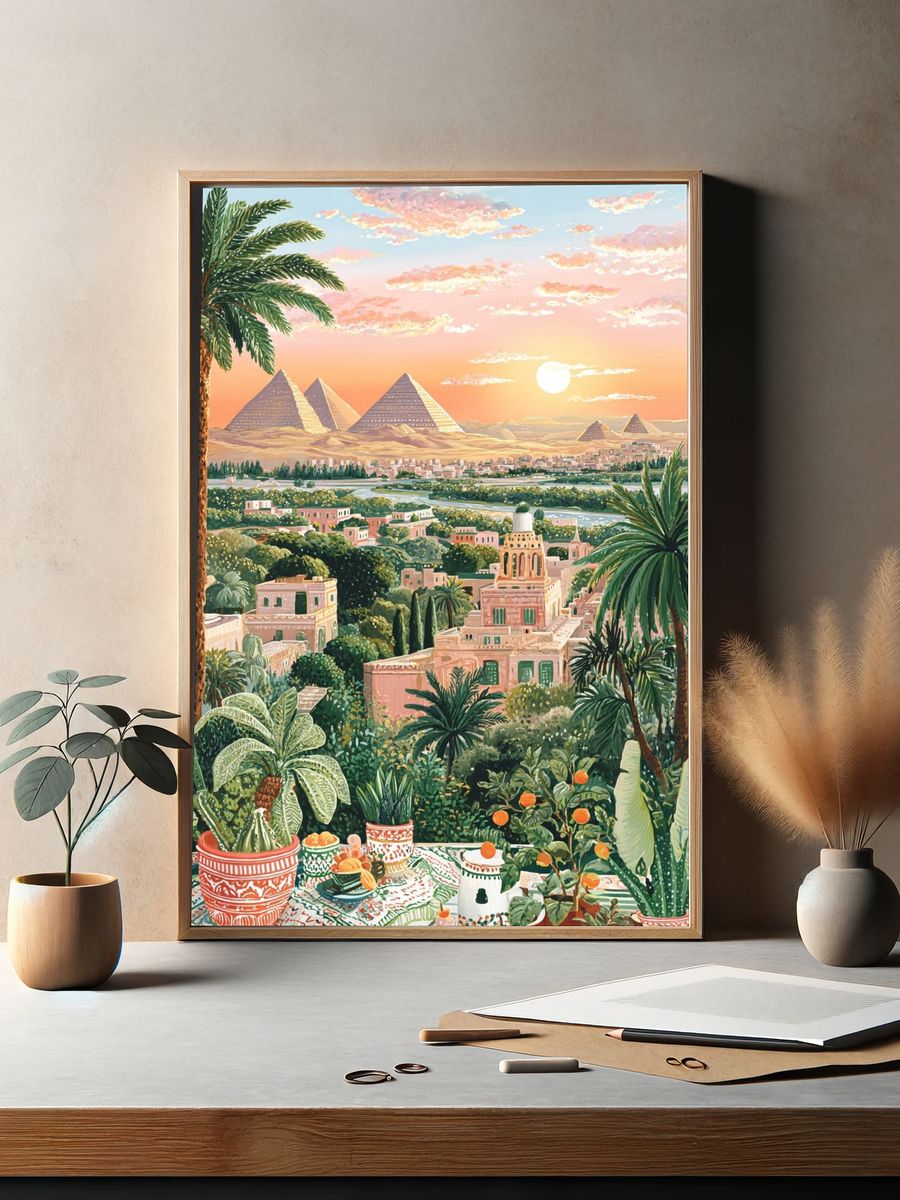 Egyptian Landscape at Sunset — Art Print. — room view 2