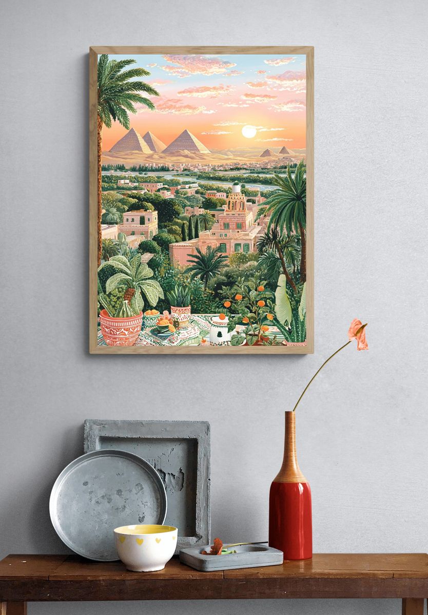 Egyptian Landscape at Sunset — Art Print. — room view 3