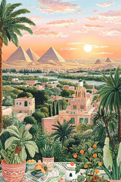 Egyptian Landscape at Sunset — Art Print.