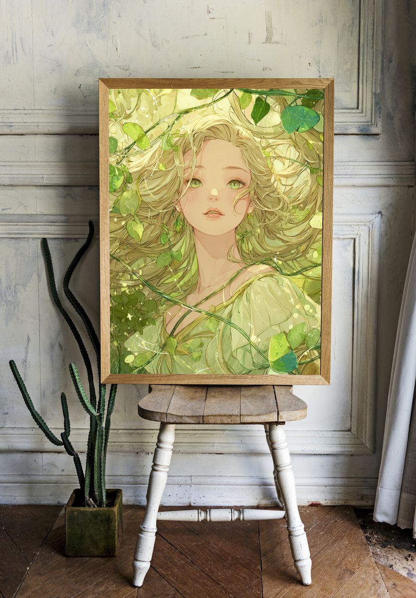 Enchanted Greenery — Illustration Print. — room view 1