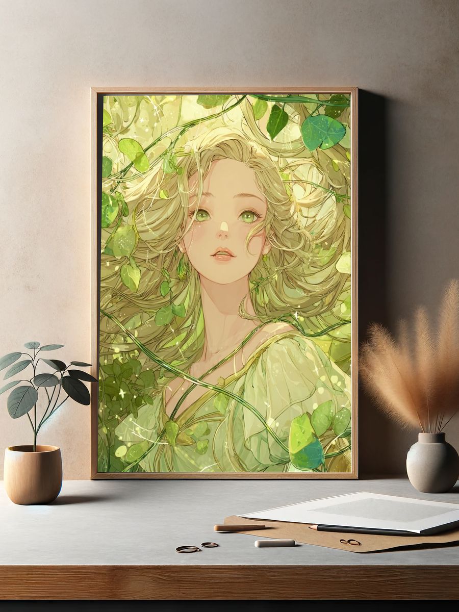 Enchanted Greenery — Illustration Print. — room view 2