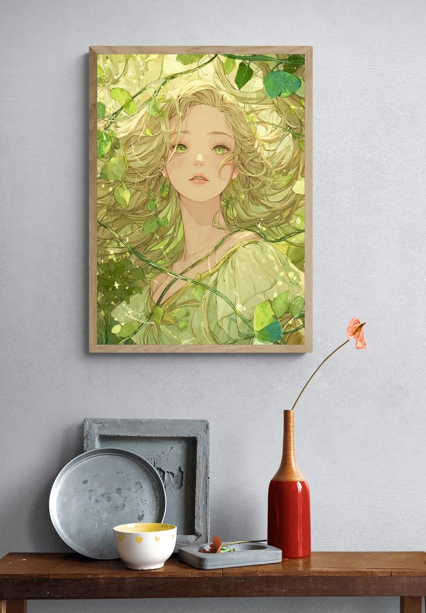 Enchanted Greenery — Illustration Print. — room view 3